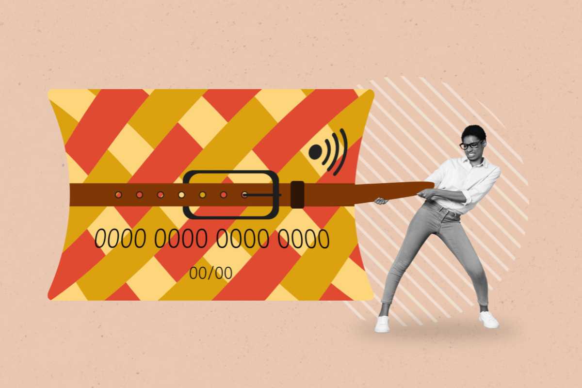 hombre apretando cinturon alrededor de tarjeta, dieta financiera, Learn How to Follow a Financial Diet in Your Budget