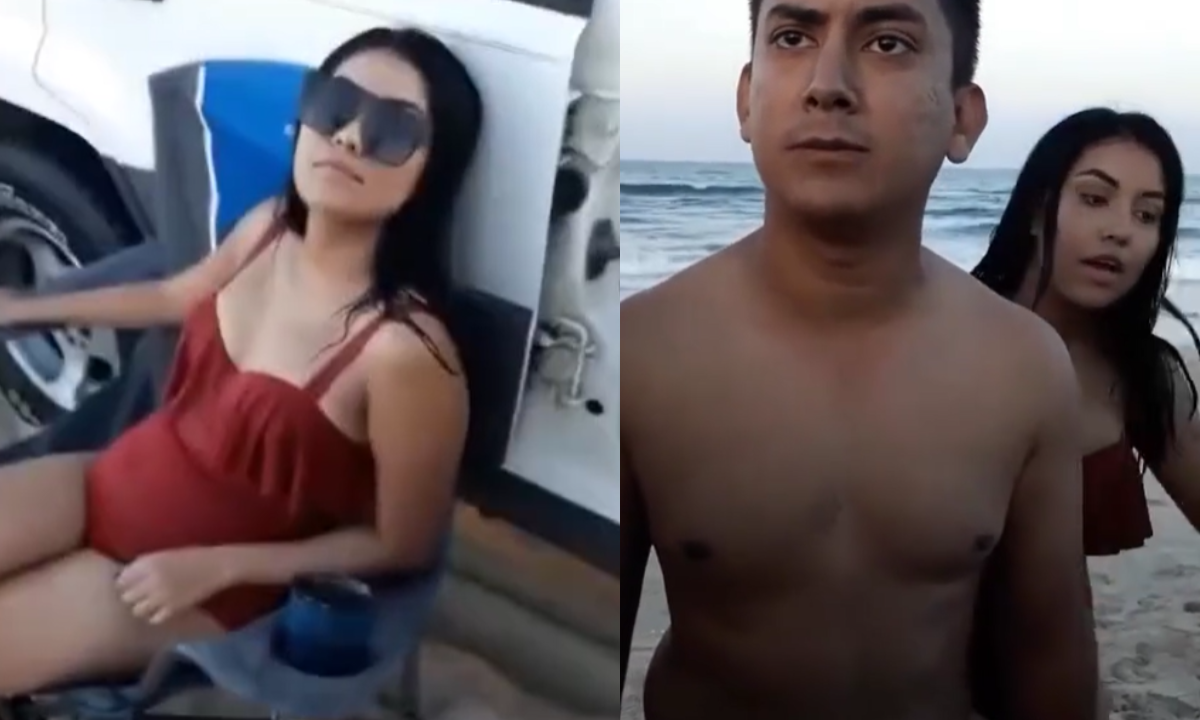 mexicana es descubierta sindo infidelidad, viral beach infidelity video